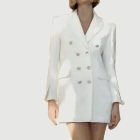 NWT! ZARA TEXTURED BLAZER DRESS LONG WINTER WHITE 3118/273 SMALL Balmain - Picture 1 of 9